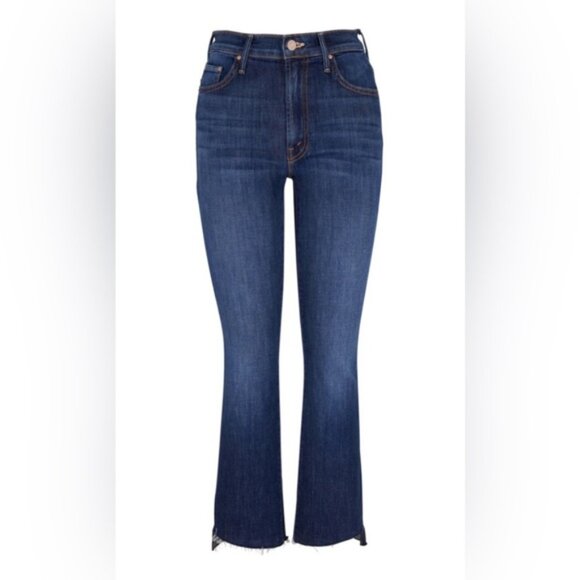 Mother The Insider Crop Step Fray Jeans Girl Crush Size 28 Mid Wash - Picture 3 of 16